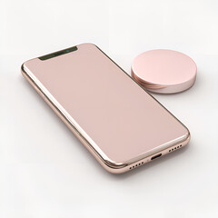 Blush metallic smartphone and charger 3d render 2016 aesthetic