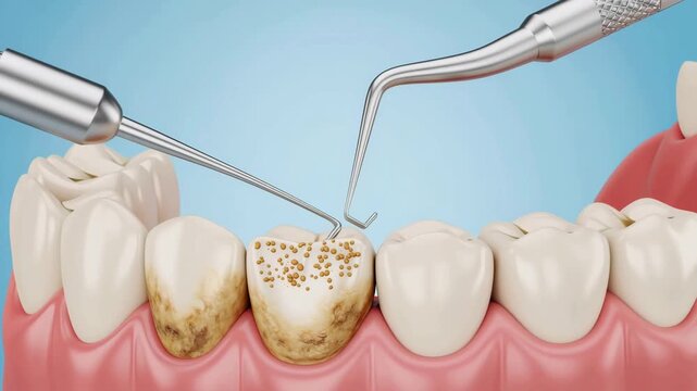 Dental Plaque and Calculus Removal Procedure 3D Animation Tooth Cleaning