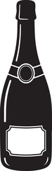 Elegant black silhouette of a classic champagne bottle for celebrations