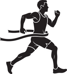 Dynamic male runner silhouette crossing finish line celebration