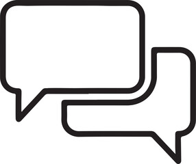 Minimalist black line art overlapping speech bubbles simple chat communication symbol