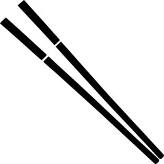 Minimalist Black Chopsticks in Diagonal Parallel Position Vector Illustration