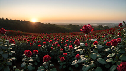 Red rose covered in morning dew softly lit by golden sunrise macro photography style 8K ultra detail ultra-realist-3