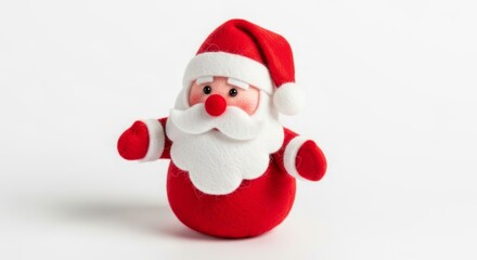 Felt Christmas Santa Claus photo on a solid white background, holiday graphic, Craft