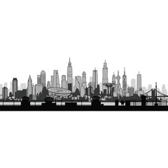 Fototapeta premium Vector illustration black and white silhouette of the shanghai skyline