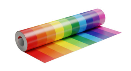 Colorful gradient vinyl roll displaying a spectrum of rainbow shades