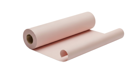 Roll of pink wrapping paper on white background