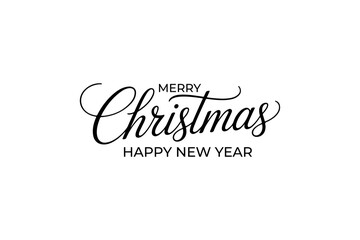 Elegant Minimal Merry Christmas and Happy New Year Typography Vector Design