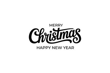 Elegant Minimal Merry Christmas and Happy New Year Typography Vector Design