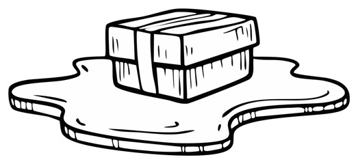 Cartoon Style Drip Stain with Box Shape Splatter Outline Graphic