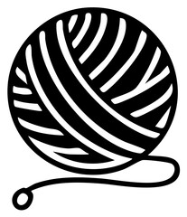Ball of yarn icon, simple black and white vector for knitting and handmade crafts