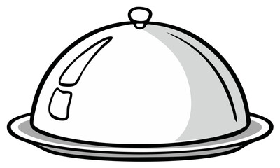 Naklejka premium Cartoon Cloche Dish with Lid on Plate Isolated, Vector Illustration