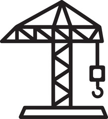 Outline Tower Crane Construction Icon
