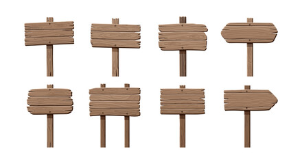 Wooden signboard collection with different shapes and textures