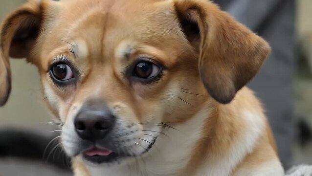 portrait of an adorable young dog exhibiting a sorrowful and remorseful facial