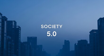 Naklejka premium Futuristic smart cityscape representing the digital transformation and evolution of modern industry and a super-smart society