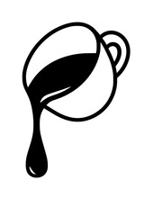 Bold liquid art pouring from container, a simple black and white graphic element perfect for coffee shops or creative projects, originally a vector