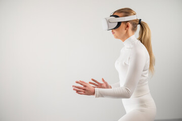 Woman Experiencing Virtual Reality Simulation