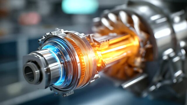 Cross section diagram come to life internal view of a sustainable engine for heavy lift transport highlighting composite materials and efficient combustion chambers during