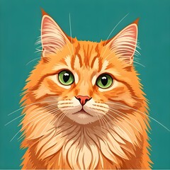 Vector image with a ginger cat peeking into the camera.
