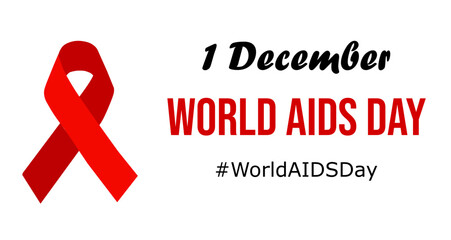 World AIDS Day banner with a red ribbon and the hashtag #WorldAIDSDay