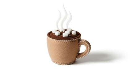 Felt Mug of Hot Chocolate photo on a solid white background, holiday christmas graphic, Craft