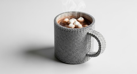 Felt Mug of Hot Chocolate photo on a solid white background, holiday christmas graphic, Craft