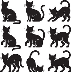 Cute Cat Silhouette Bundle Design