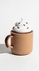 Felt Mug of Hot Chocolate photo on a solid white background, holiday christmas graphic, Craft