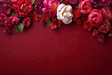 Vibrant Pink and White Flower Arrangement on Deep Red Background for Floral Decoration or Event Design