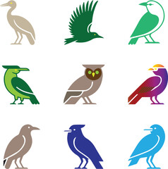 Colorful Abstract Bird Designs Pack: Modern Vector Art for Branding & Decor
