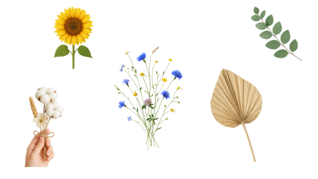 Eco-Friendly Crafting & Gift Wrapping Set with Dried Flowers, Kraft Paper, and Linen