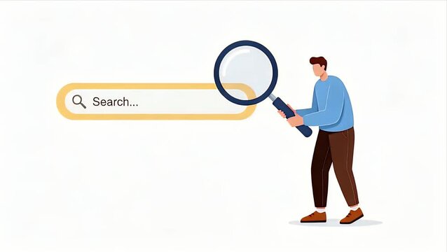 Man Using Search Bar for Online Information Discovery