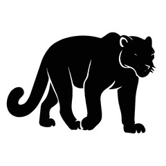 Obraz premium Sleek black panther prowling, a symbol of strength and stealth, perfect for branding, logos, and powerful designs in animal and nature themes