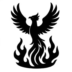 Obraz premium Powerful phoenix rising from flames, embodying rebirth and transformation, an iconic symbol of resilience, strength, and overcoming challenges in dark times.