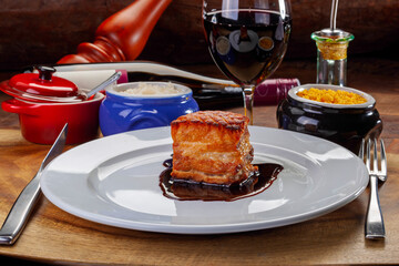 Gourmet pork belly with side dishes