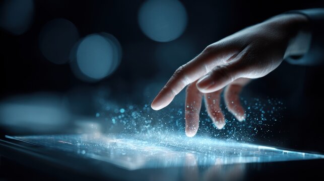 Closeup of a hand scanning an RFID tag with the person out of focus emphasizing smart access control technology.