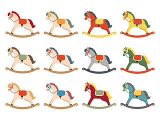 木馬のイラスト-セット