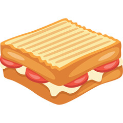 Grilled Cheese Sandwich With Tomato And Mayonnaise Filling On A Transparent Background