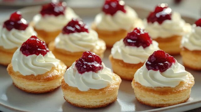 Pastry Appetizers with Whipped Cream and Berries