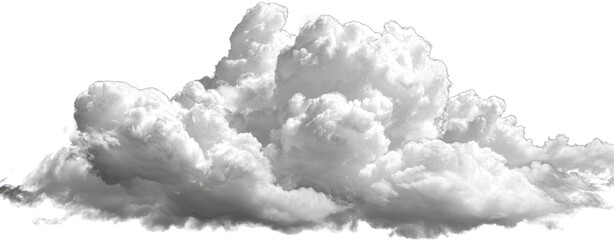 A large, fluffy cumulus cloud in grayscale