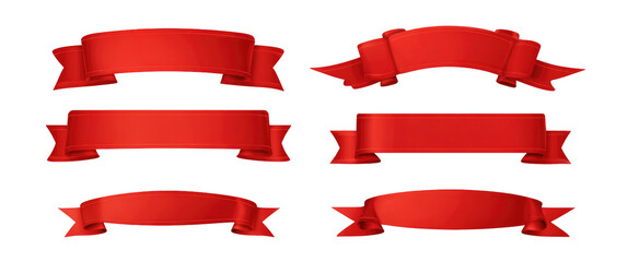 Red ribbon banners set