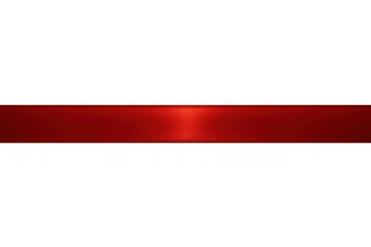 Shiny red metallic ribbon banner overlay on transparent background, horizontal design element for celebration and sale