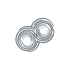 Fototapeta premium Abstract dark lines form interconnected circular shapes.
