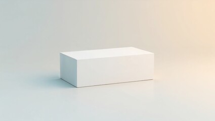 White concrete block in minimalist style on light pastel background with copy space