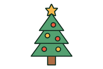 Fototapeta premium Christmas tree with star and ornaments celebrating festive season on transparent background