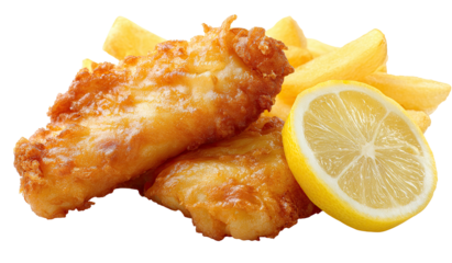 Golden fried fish and chips with lemon (1)