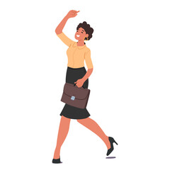 Elegant businesswoman cartoon character dancing celebrating business success and feeling happy