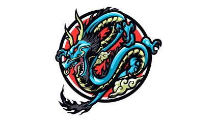 Mythology Dragon Mascot Character Illustration Fierce Fantasy Creature Esport Logo Art - 1