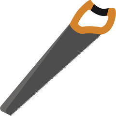 Hand Saw Tool With Orange Handle On A Transparent Background